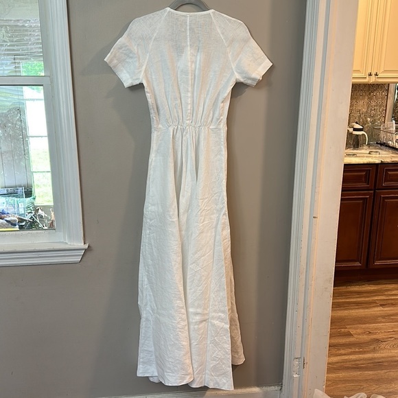 NWT Visible Art White Linen Short Sleeve Maxi Dress - Picture 7 of 8